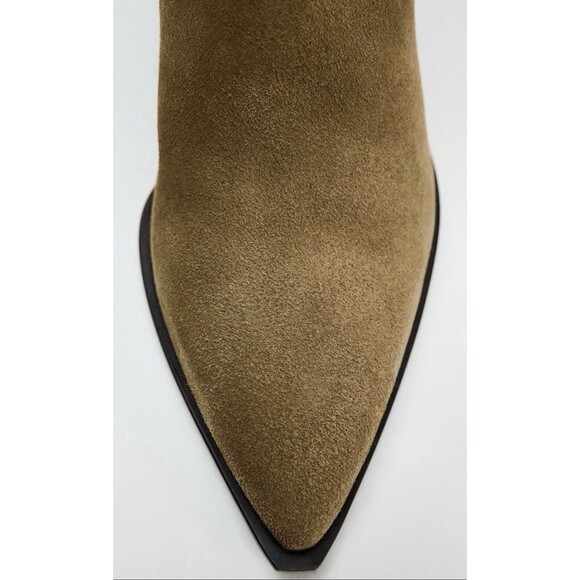 Zara Brown Split Suede Leather Cowboy Ankle Boots Pointed Toe Women US 8 EUR 39 - Picture 4 of 15